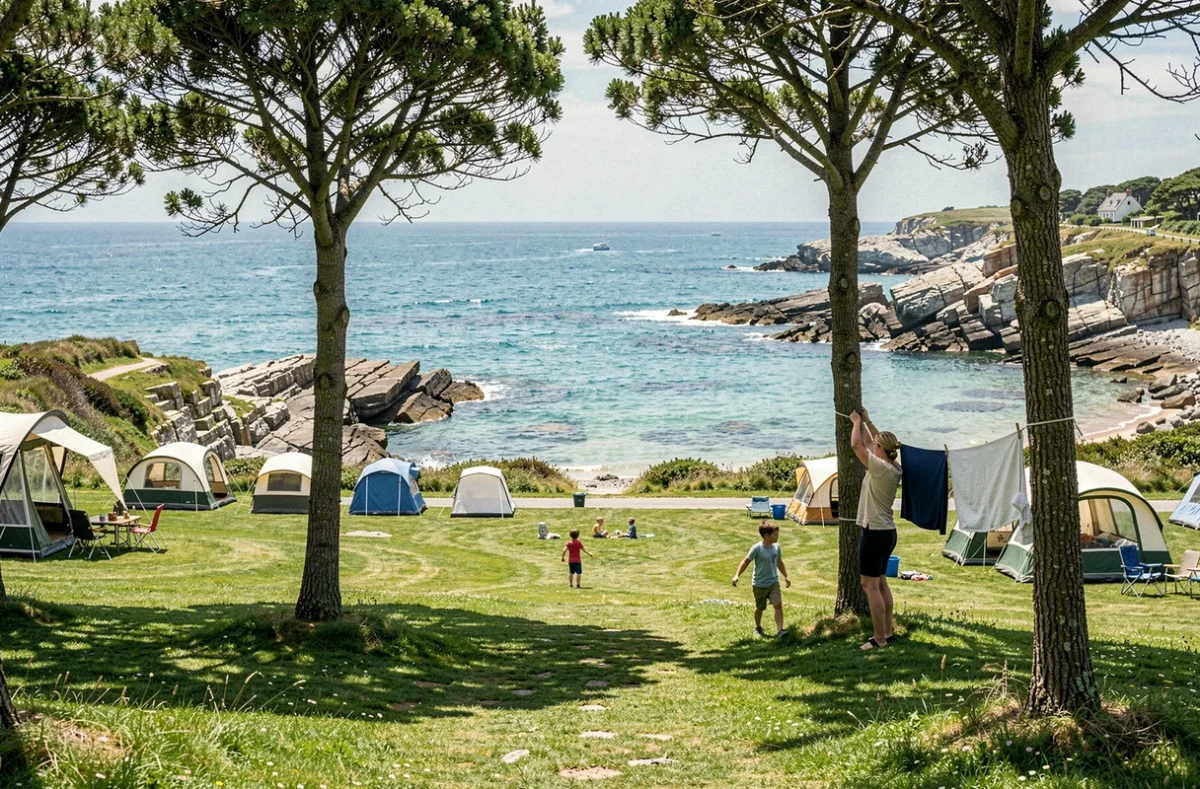 Emplacements avec vue sur la mer et accès à la crique au Camping Les Chevrets en Ille-et-Vilaine