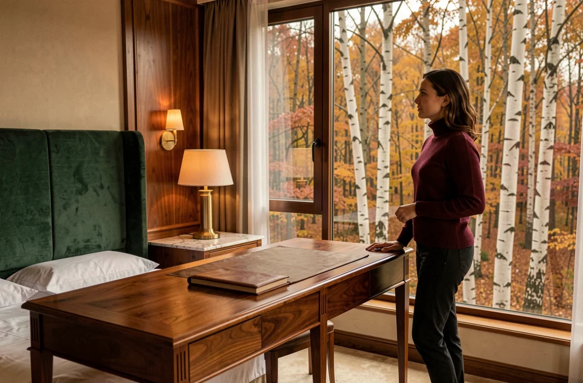 Chambre du Mercure Compiègne Sud avec vue sur la forêt de Compiègne en automne