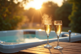 Terrasse privée ensoleillée avec jacuzzi en France