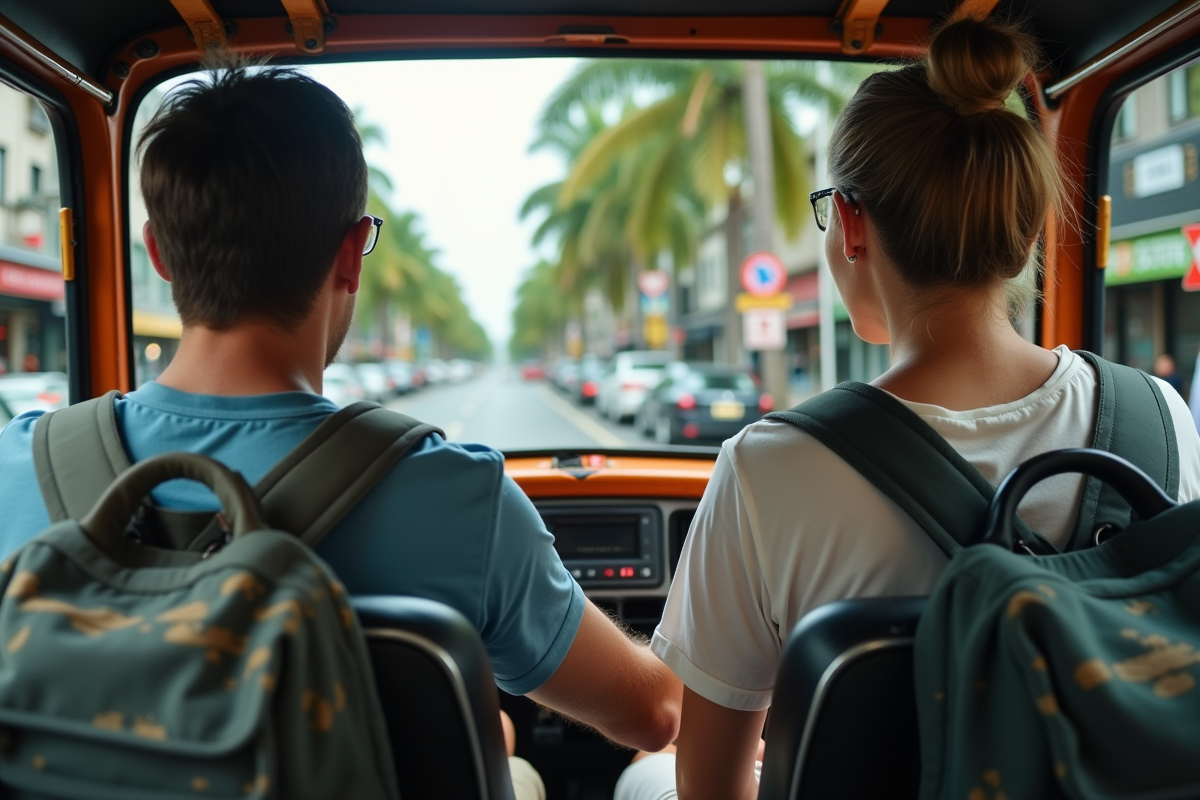 Touristes négociant un tarif de tuktuk à Chiang Mai